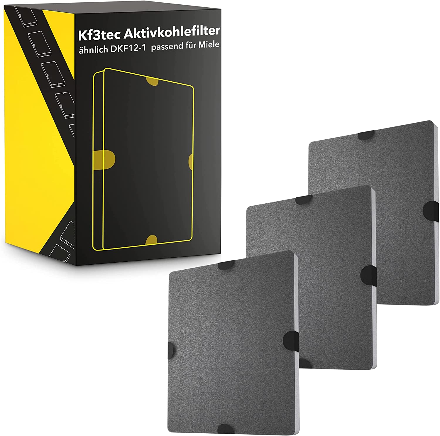Aktivkohlefilter ähnlich DKF12-1 bzw. 6228731 (3er Pack) Passend für Miele Dunstabzugshauben DA269-4 / DA279-4 / DA390 / DA420 / 28996265D