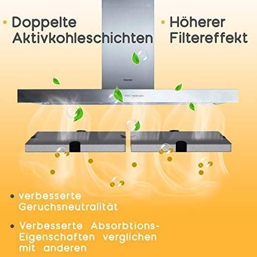 Aktivkohlefilter ähnlich DKF12-1 bzw. 6228731 (3er Pack) Passend für Miele Dunstabzugshauben DA269-4 / DA279-4 / DA390 / DA420 / 28996265D