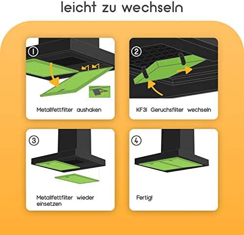 Aktivkohlefilter ähnlich DKF12-1 bzw. 6228731 (3er Pack) Passend für Miele Dunstabzugshauben DA269-4 / DA279-4 / DA390 / DA420 / 28996265D