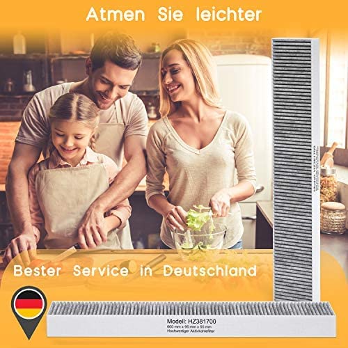 Aktivkohlefilter 3er Pack für Siemens HZ381700 / Bosch HEZ381700 / Neff Z8500X0 hochwertiger CleanAir Aktivkohlefilter mit Teilenummer 17000822 Ersatzfilter für Umluftmodul