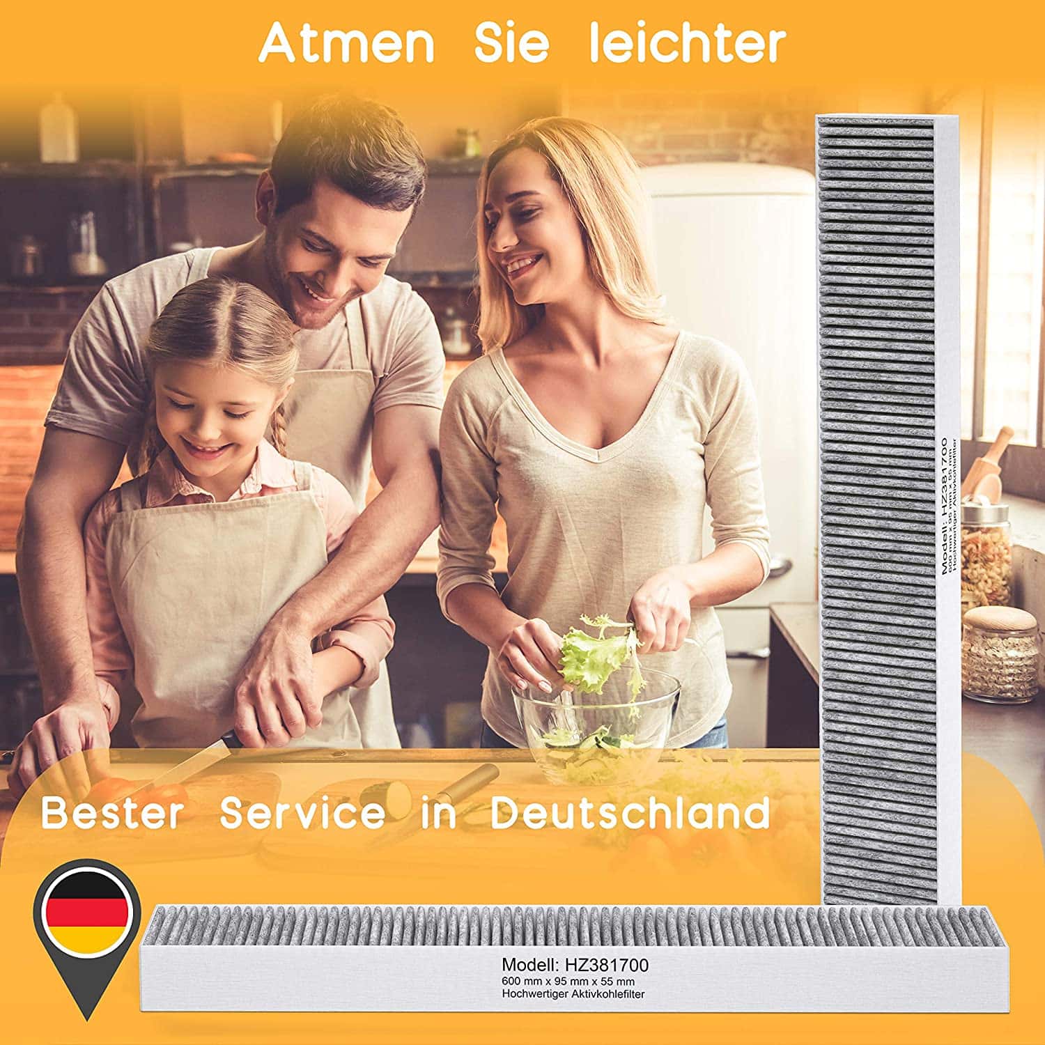 Aktivkohlefilter für Siemens HZ381700 / Bosch HEZ381700 / Neff Z8500X0 hochwertiger CleanAir Aktivkohlefilter mit Teilenummer 17000822 Ersatzfilter für Umluftmodul