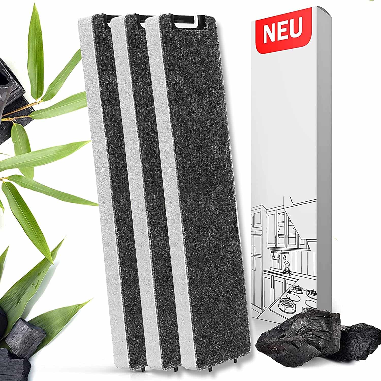 Aktivkohlefilter DKF 13-1 für Miele Dunstabzugshauben DKF13-1 bzw. 6485741, DA3366 / 3466 / 3496 (3er Pack)