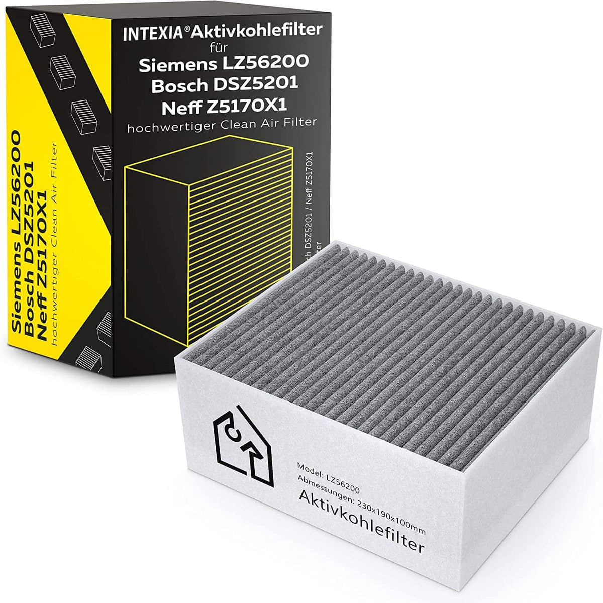 Comedes actieve koolstoffilter geurfilter compatibel met Siemens/Bosch/Neff/Gaggenau afzuigkappen | Als vervanging voor originele filter LZ56200/DSZ5201/DZZ1XX1B6 (4 stuks